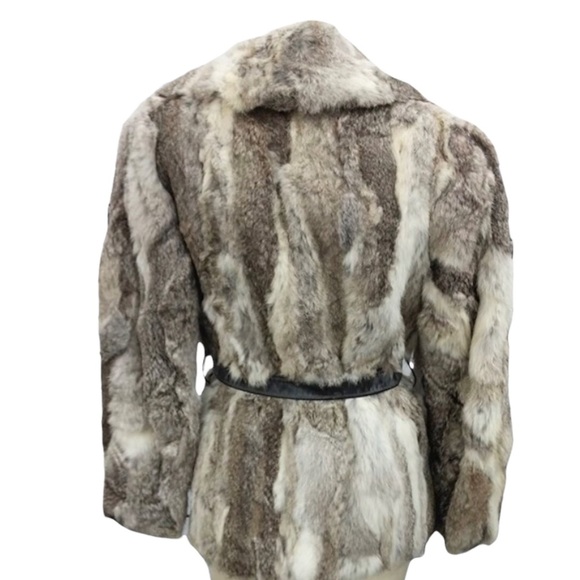 Vintage Opera Rabbit Fur Coat With Leather Belt Size Medium - Picture 3 of 8